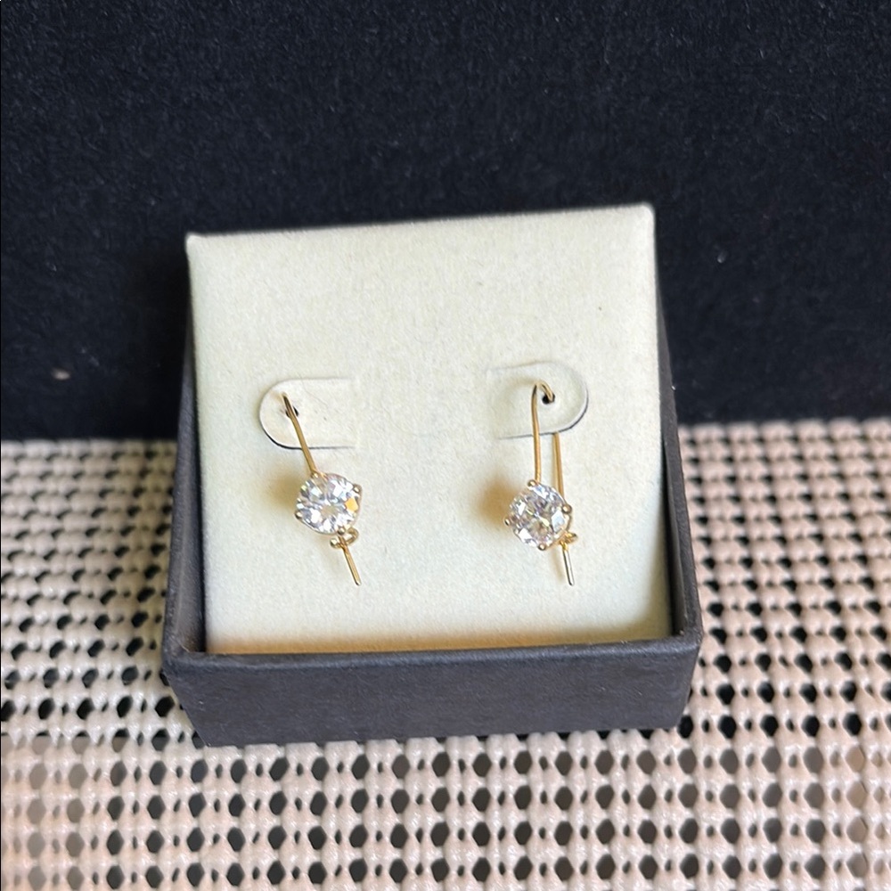 Gold Over Sterling Silver and Cubic Zirconia Earrings